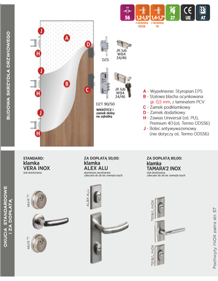 Drzwi wejściowe Universal 56S Gładkie